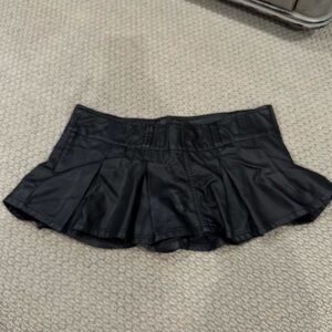 Free People Black Faux Leather Mini Skirt